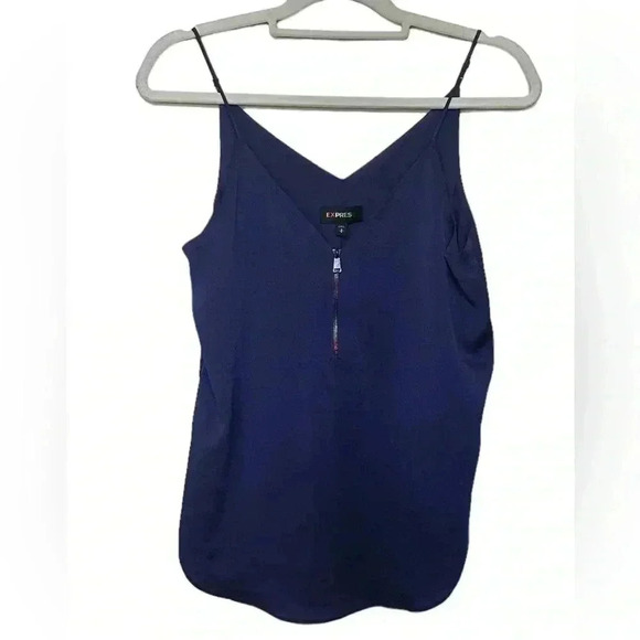 Express Women’s Small Blue V Neck Camisole Rainbow Zipper Front Rainbowcore Cami - Picture 2 of 8